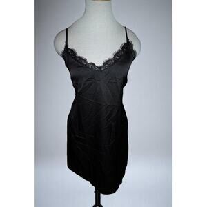 Black Satin Lace Slip Dress – Y2K Lingerie-Inspired Mini size M
